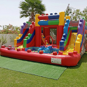 Outdoor kids entertainment party jumping castle  bouncy house double sides slide inflatable combo bouncer