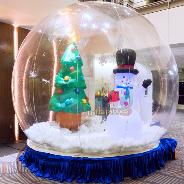 Outdoor single tunnel  bubble tent giant musical pink photo booth advertising inflatable custom snowman snowglobe christmas