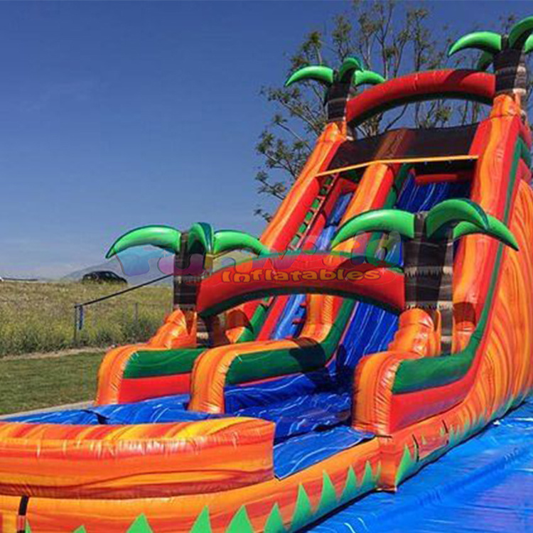 Commercial palm tree inflatable water slide bounce house jumper bouncy kids outdoor kids water slide inflatable with pool sale