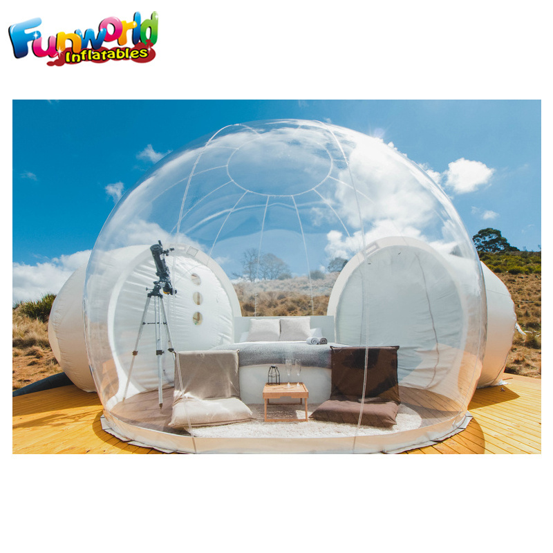 Outdoor 5m diameter pvc plastic party dome restaurant room hotel clear igloo inflatable camping transparent small bubble tent