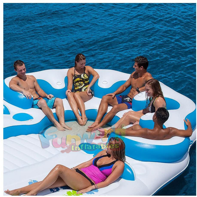 Tahiti tropical inflatable floating island 7 people floating lounge