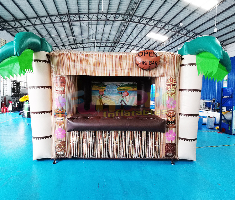 Commercial playground barra inflable palm tree pub tent carnival booth inflatable tiki bar