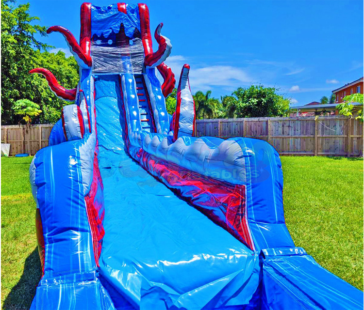 New design giant blue slip and slide inflatable playground toboggan gonflable water slides