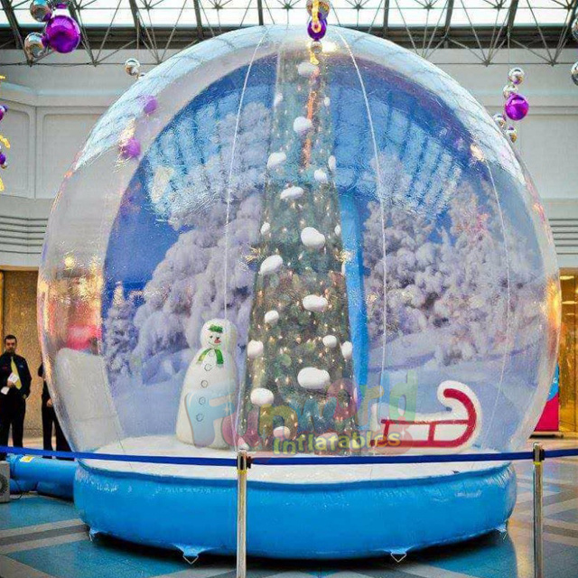 Outdoor single tunnel  bubble tent giant musical pink photo booth advertising inflatable custom snowman snowglobe christmas