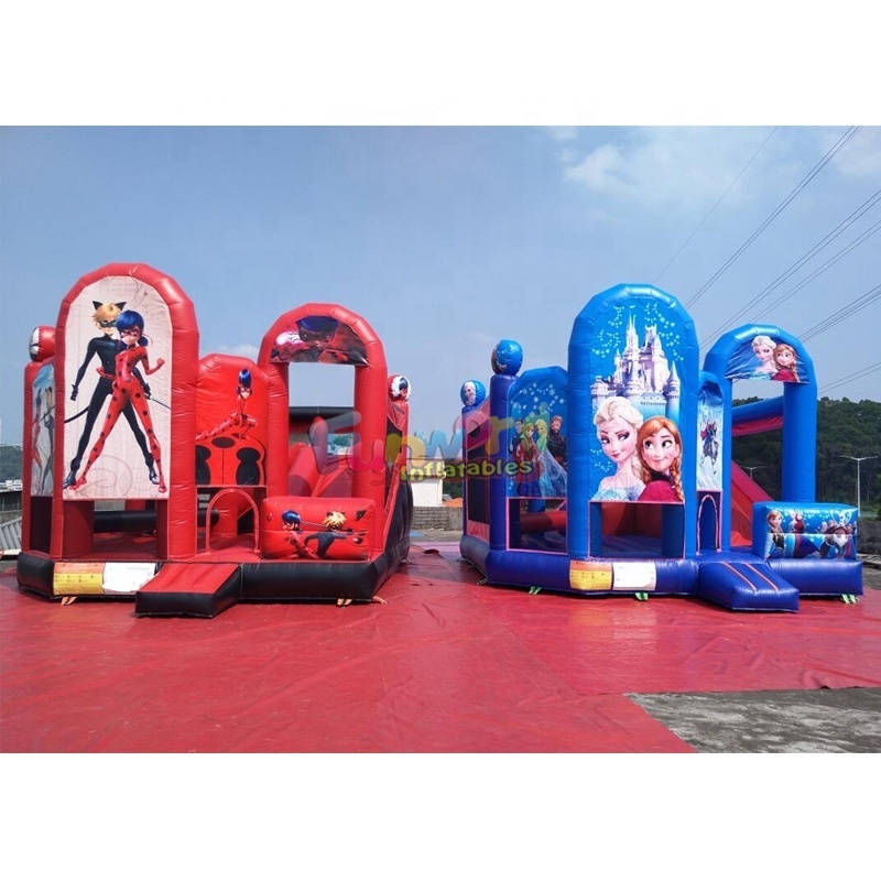 Kids jumping bouncy obstacle course inflatable water slide combo spiderman commercial bounce house