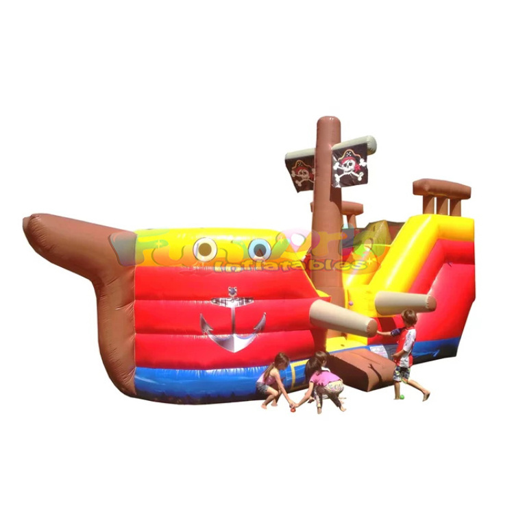 Outdoor pvc ship boat super realistic giant bouncy castle bounce house inflatable water slide with pool