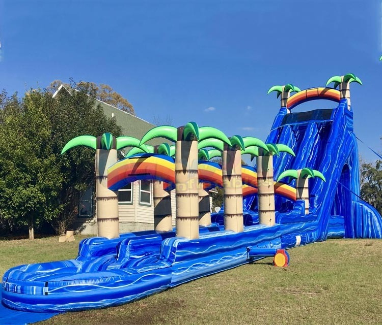 New design giant blue slip and slide inflatable playground toboggan gonflable water slides