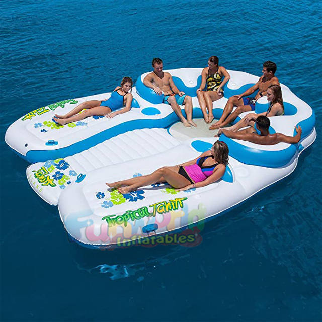 Tahiti tropical inflatable floating island 7 people floating lounge