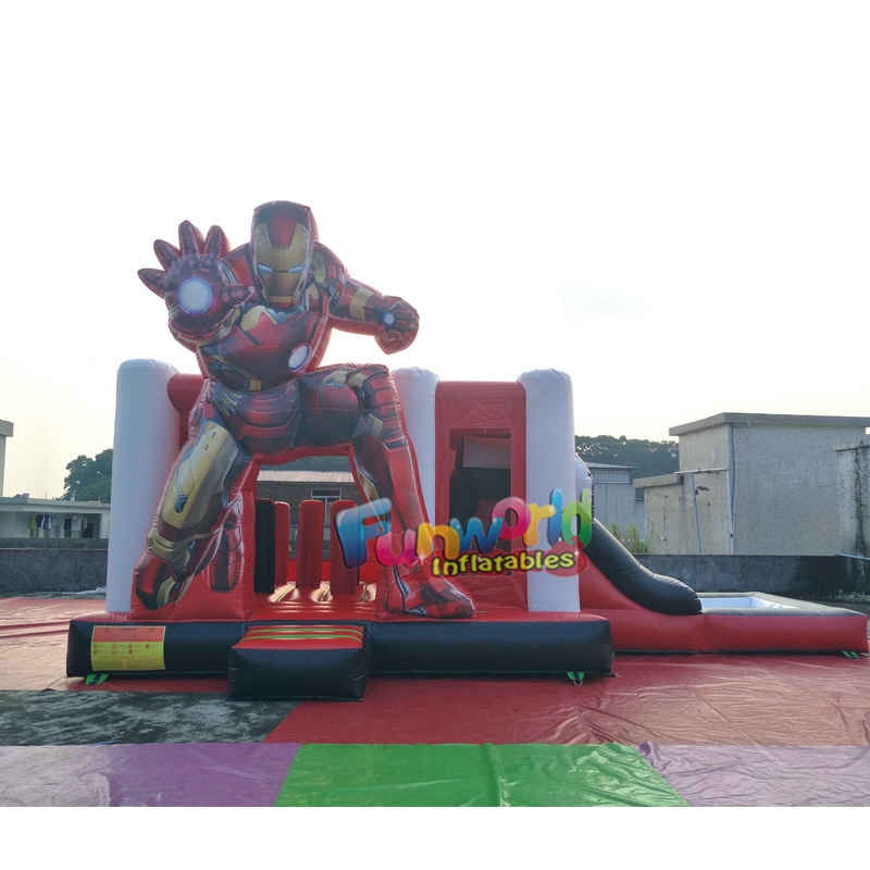 Outdoor commercial kid obstacle toboggan gonflable combo bouncer water slide jumper spiderman inflatable castle bounce house