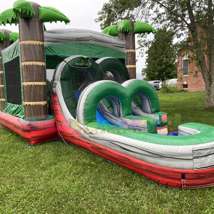 Outdoor kids entertainment party jumping castle  bouncy house double sides slide inflatable combo bouncer