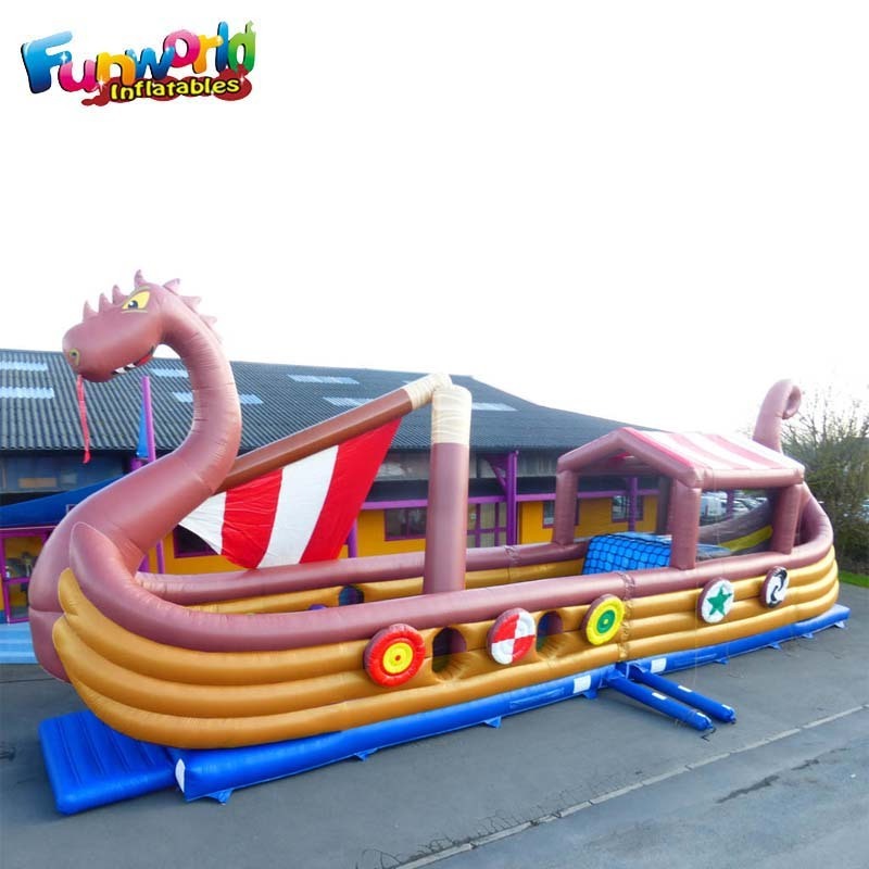 Nice viking theme inflatable ship viking pirate boat pirate obstacle bouncer