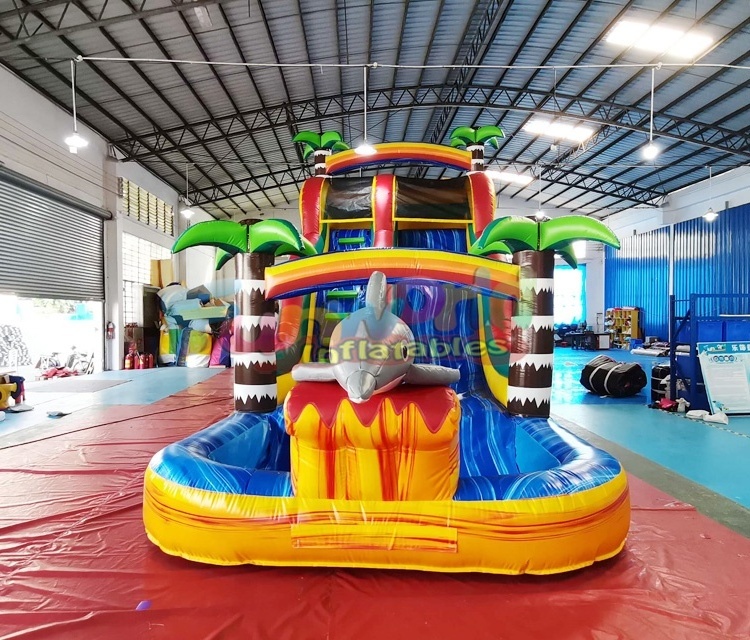 Kids commercial jumping bouncer piscina inflable con tobogan bounce house pool combo bouncer inflatable water slide