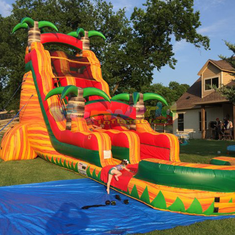 Commercial palm tree inflatable water slide bounce house jumper bouncy kids outdoor kids water slide inflatable with pool sale