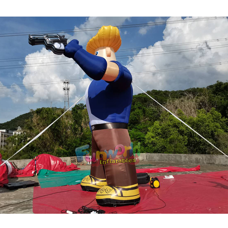 Custom western props inflatable cartoon cowboy character inflatable cowboy model for advertising