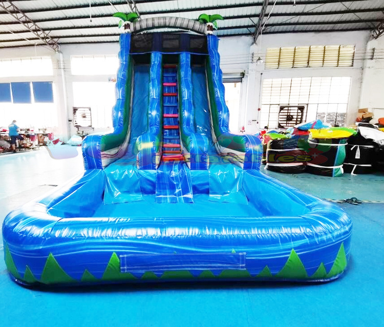 Commercial outdoor kids adults party jumping bouncy castle waterslide  toboggan gonflable  inflatable tropical water slide