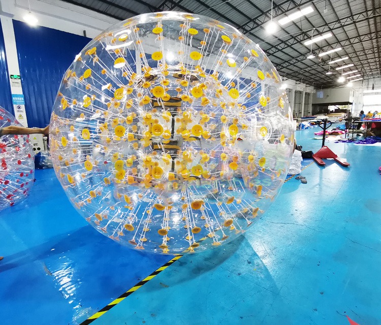 Outdoor giant transparent balls adult interactive bubble games zorbing ramp inflatable zorb ball