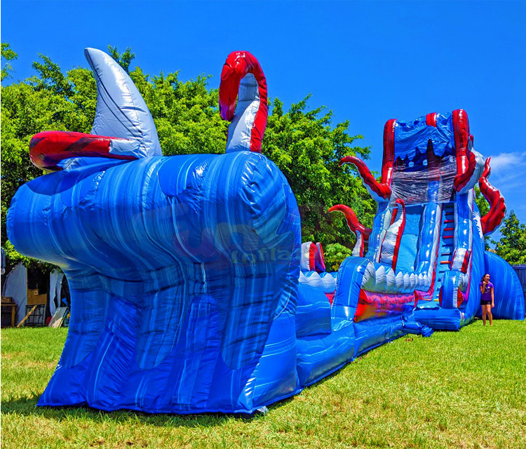 New design giant blue slip and slide inflatable playground toboggan gonflable water slides