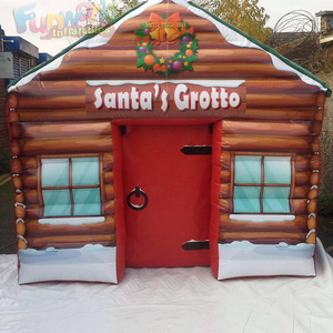 Outdoor lighted festival items christmas bounce house xmas decoration themes inflatable santa grotto