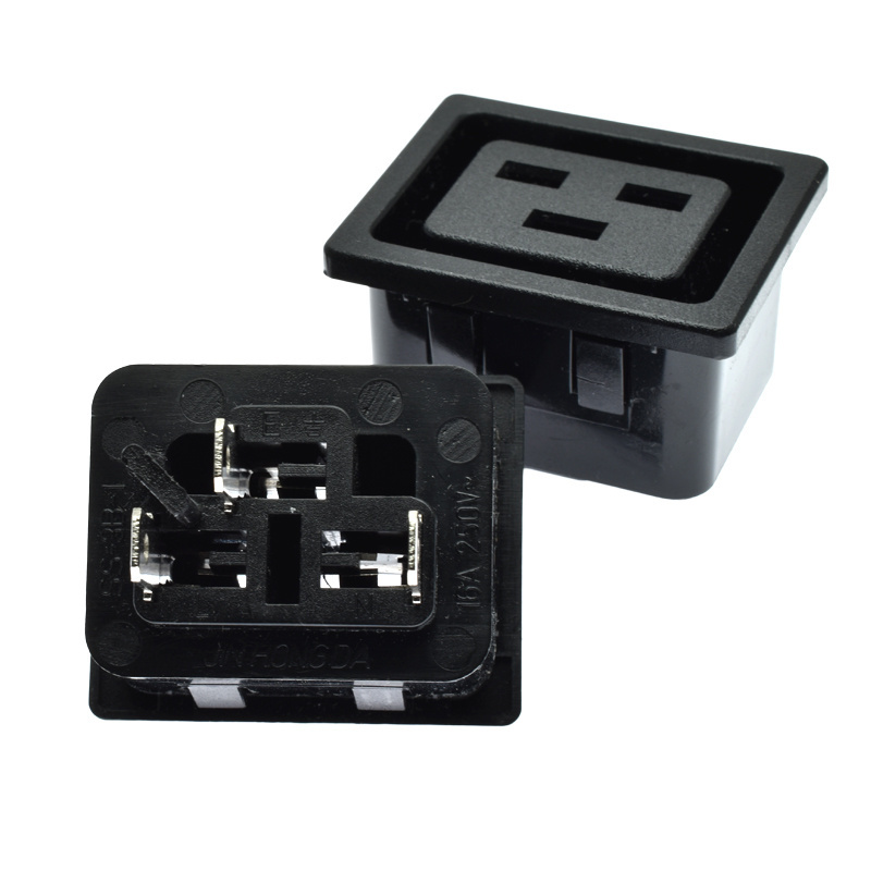 PDU power socket 16amp black embedded inlet 3 jacks AC power outlet IEC320 C19 female connector Industrial tabletop Socket