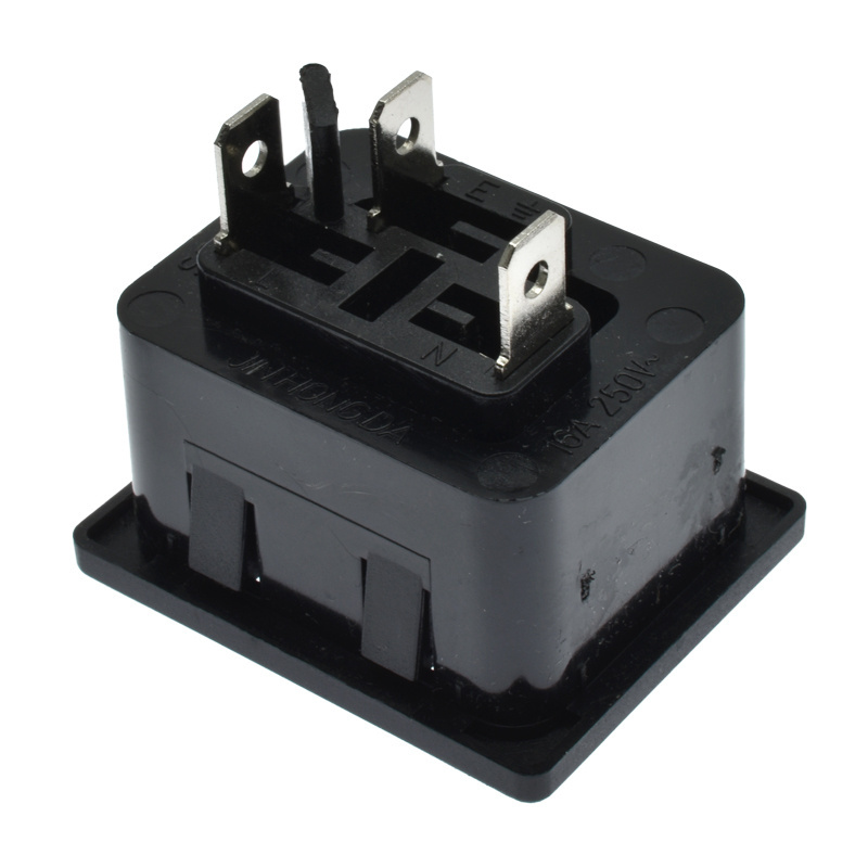 PDU power socket 16amp black embedded inlet 3 jacks AC power outlet IEC320 C19 female connector Industrial tabletop Socket