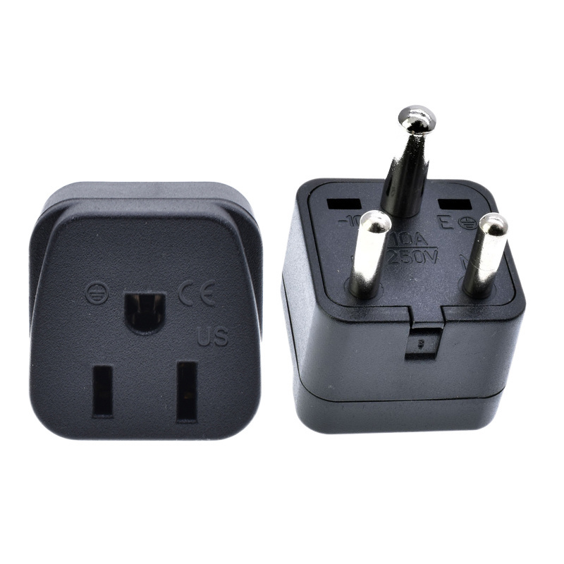 US to South Afirca Plug Adapter Type-B 3 prongs For Travel Sri Lanka India Nepal Bangladesh Dubai 10A Type-D Conversion Adapter