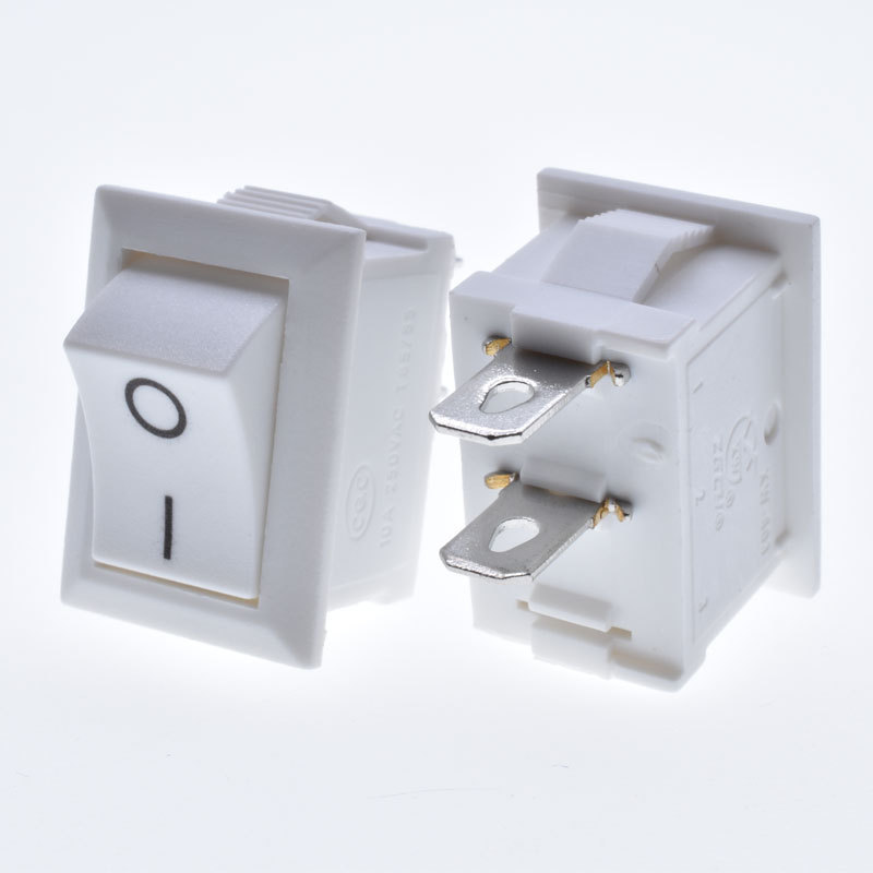 KCD1-101 ON/OFF Snap in Mini Boat Rocker Switch,White 10A250V 2 pins 2 button