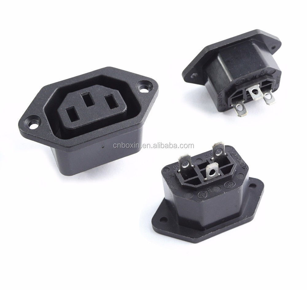 Manufacturer IEC320-C13 female industrial plug and socket electrical snap connector power cabinet wall socket 10A 250V