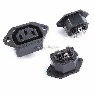 Manufacturer IEC320-C13 female industrial plug and socket electrical snap connector power cabinet wall socket 10A 250V