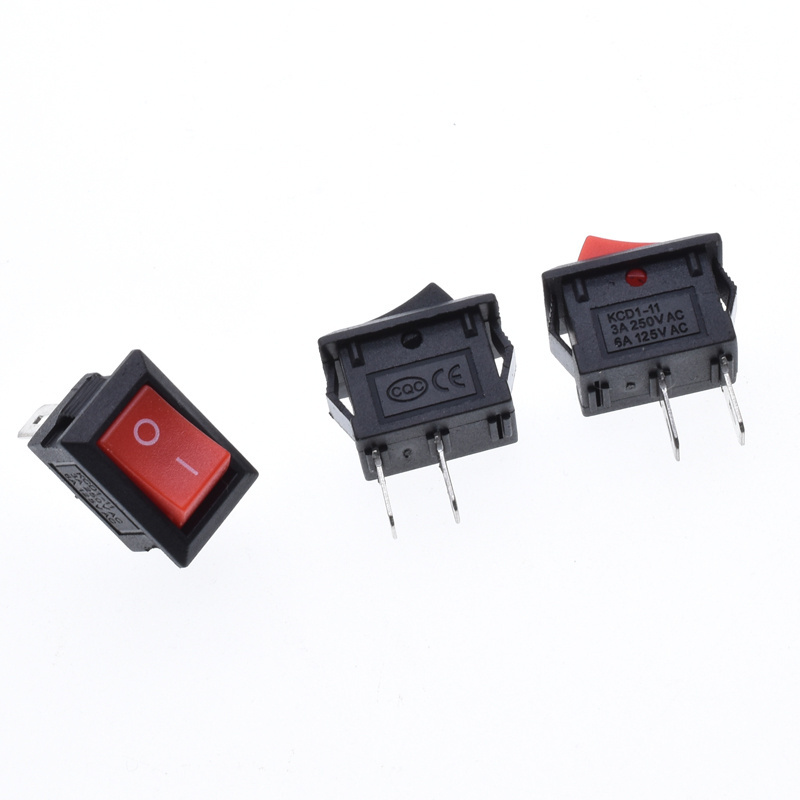 Mini Switch 2 PIN 10x15mm Black ON-OFF 3A 250V 6A 125VAC KCD1-11 Rocker Switch 10*15mm 2 Positions SPST Switch Snap