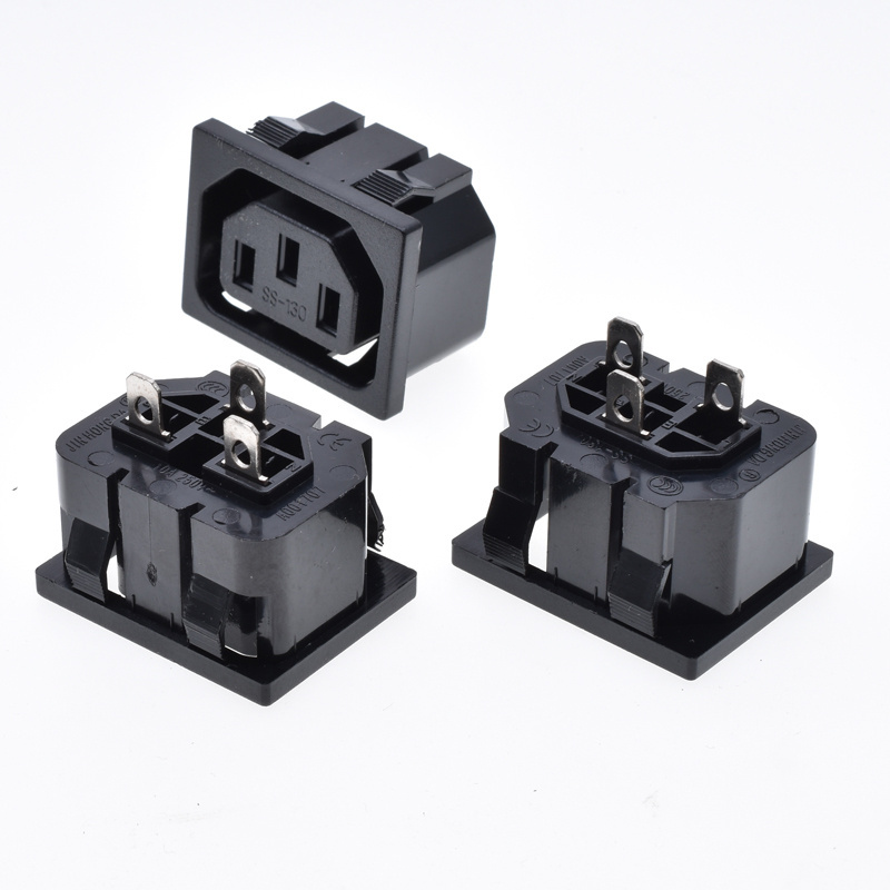 Manufacturer IEC320-C13 female industrial plug and socket electrical snap connector power cabinet wall socket 10A 250V