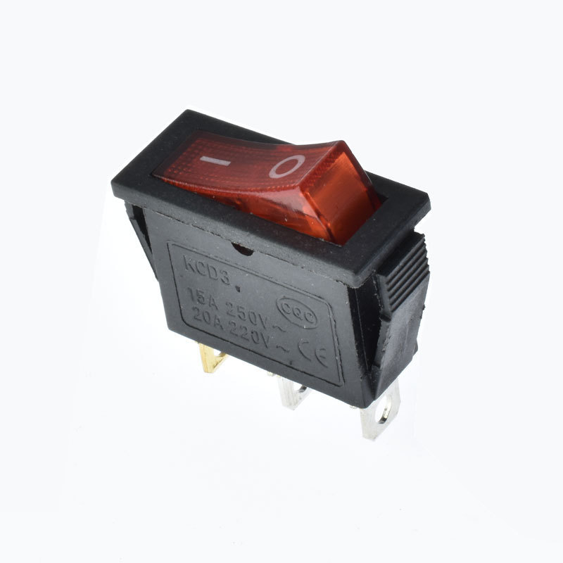 Power Switch 3pins/2 quosition with red LED Indicator light 32*14mm 6A/10A 250VAC on/off  Rocker switch KCD3