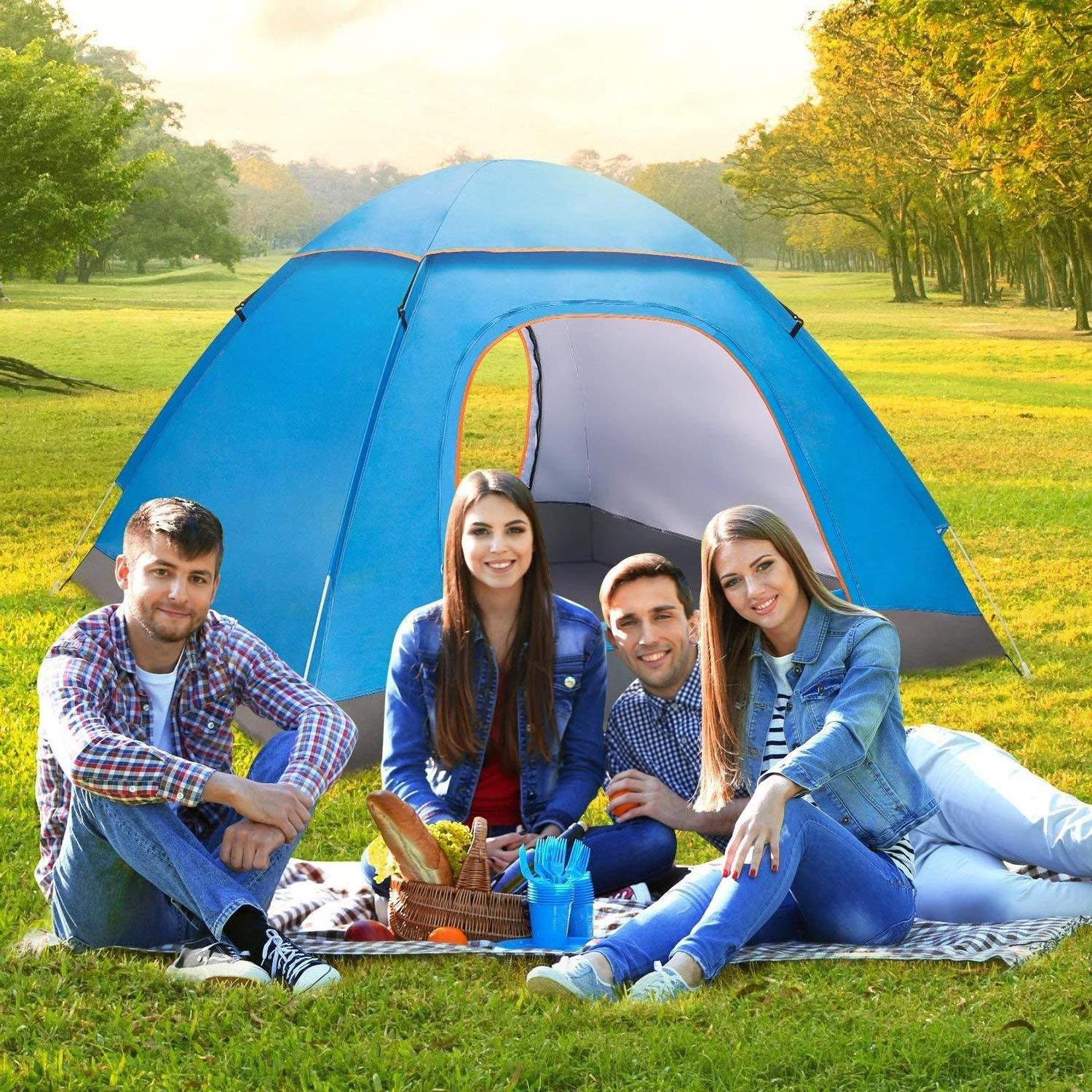 manufacturer custom printed automatic ez easy instant tent waterproof oxford fabric outdoor pop up camping tent