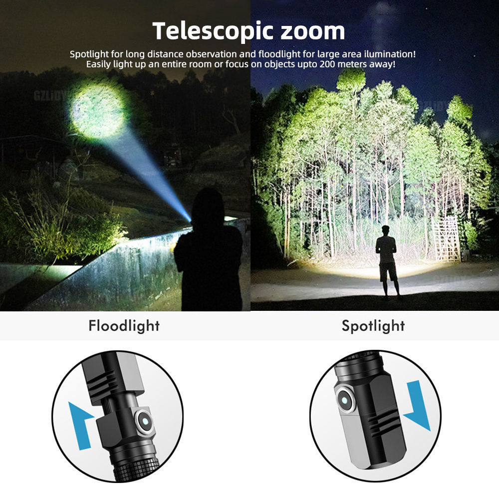 Pocket Small LED Flashlight waterproof Strong Torch Light Super Bright linterna Rechargeable Metal LED EDC Flashlight Mini