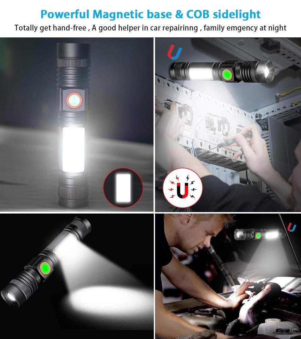 custom 18650 usb zoom high power waterproof small magnet super bright powerful flashlight edc mini rechargeable led flashlight