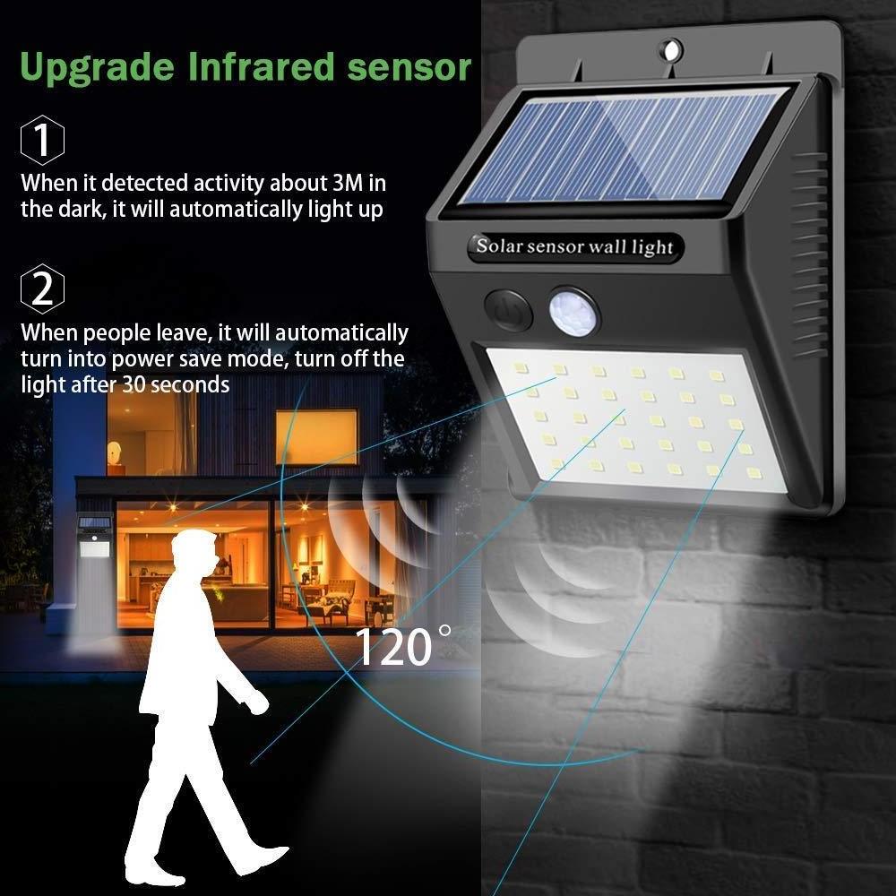 18650 Battery Powered Waterproof Security Night Emergency Wall Mounted Garden Outdoor PIR led Motion Sensor Solar wall Light