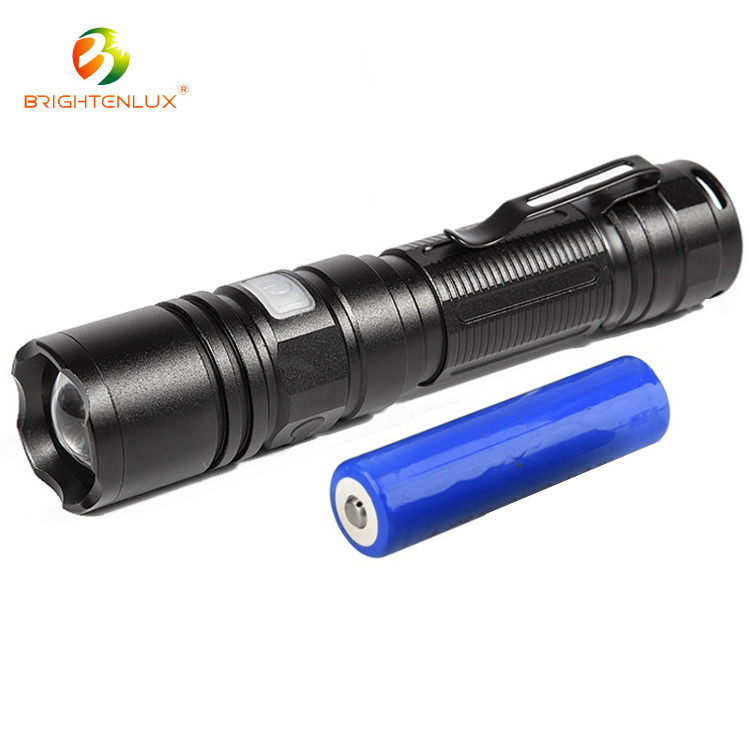 new oem led flashlight Emergency Outdoor Usage Sliver Aluminum Small Powerful Pocket 10W Bulk mini usb zoom led flashlight