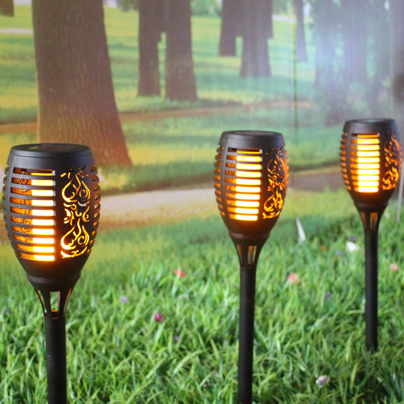 96LED Solar Flame Torch Light Flicker Waterproof Garden Decor Landscape Lawn Lamp Path Lighting Backyard Outdoor Flame Lights