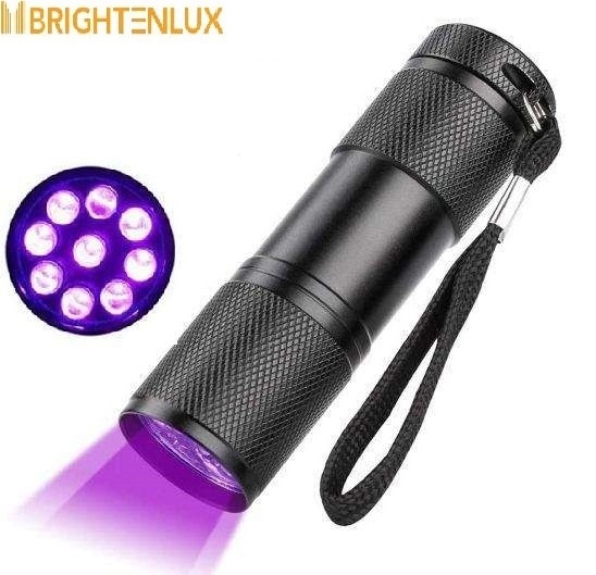 Factory OEM Aluminum Alloy AAA Battery Portable EDC UV Torch Light Blacklight 395nm linterna 9 LED Mini UV Flashlight