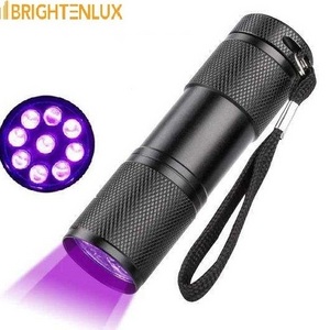 Factory OEM Aluminum Alloy AAA Battery Portable EDC UV Torch Light Blacklight 395nm linterna 9 LED Mini UV Flashlight