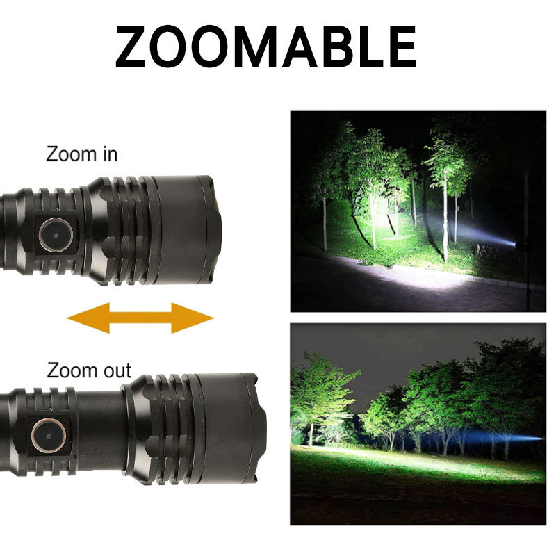 usb strong light 10000 lumen zoom white laser high power linterna powerful super bright rechargeable led tactical flashlight