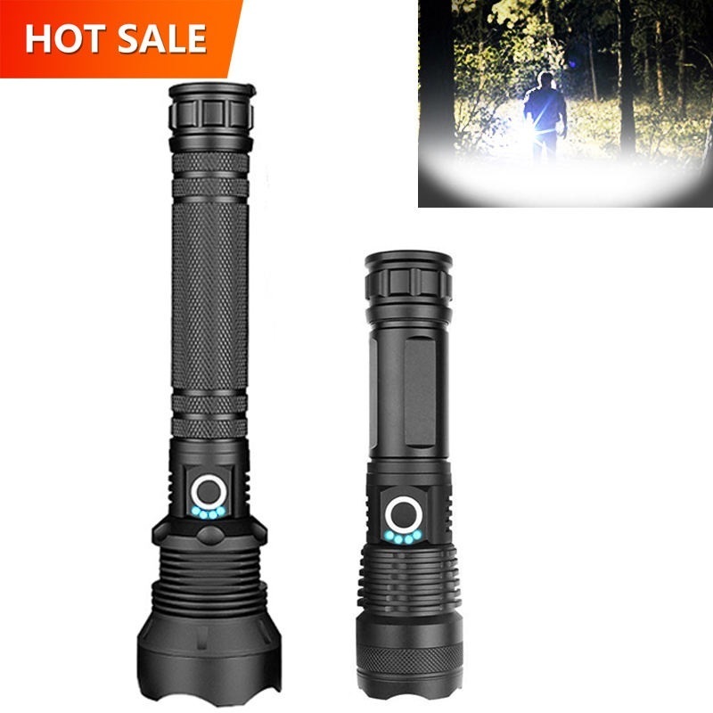 Super Bright Waterproof Zoom Torch Light Long Range XHP 50 70 Powerful Tactical 100000 high Lumens LED Flashlight Rechargeable