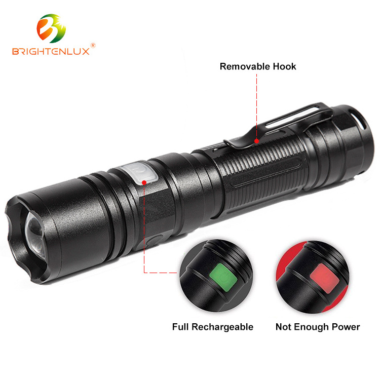 new oem led flashlight Emergency Outdoor Usage Sliver Aluminum Small Powerful Pocket 10W Bulk mini usb zoom led flashlight