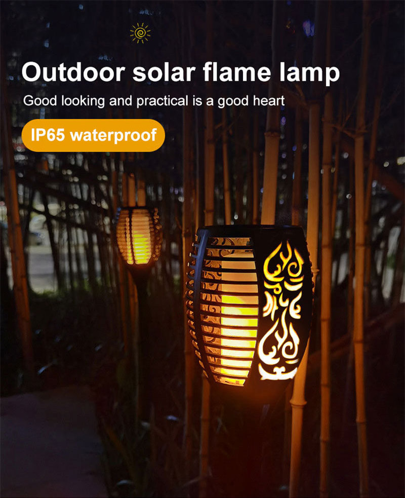 96LED Solar Flame Torch Light Flicker Waterproof Garden Decor Landscape Lawn Lamp Path Lighting Backyard Outdoor Flame Lights