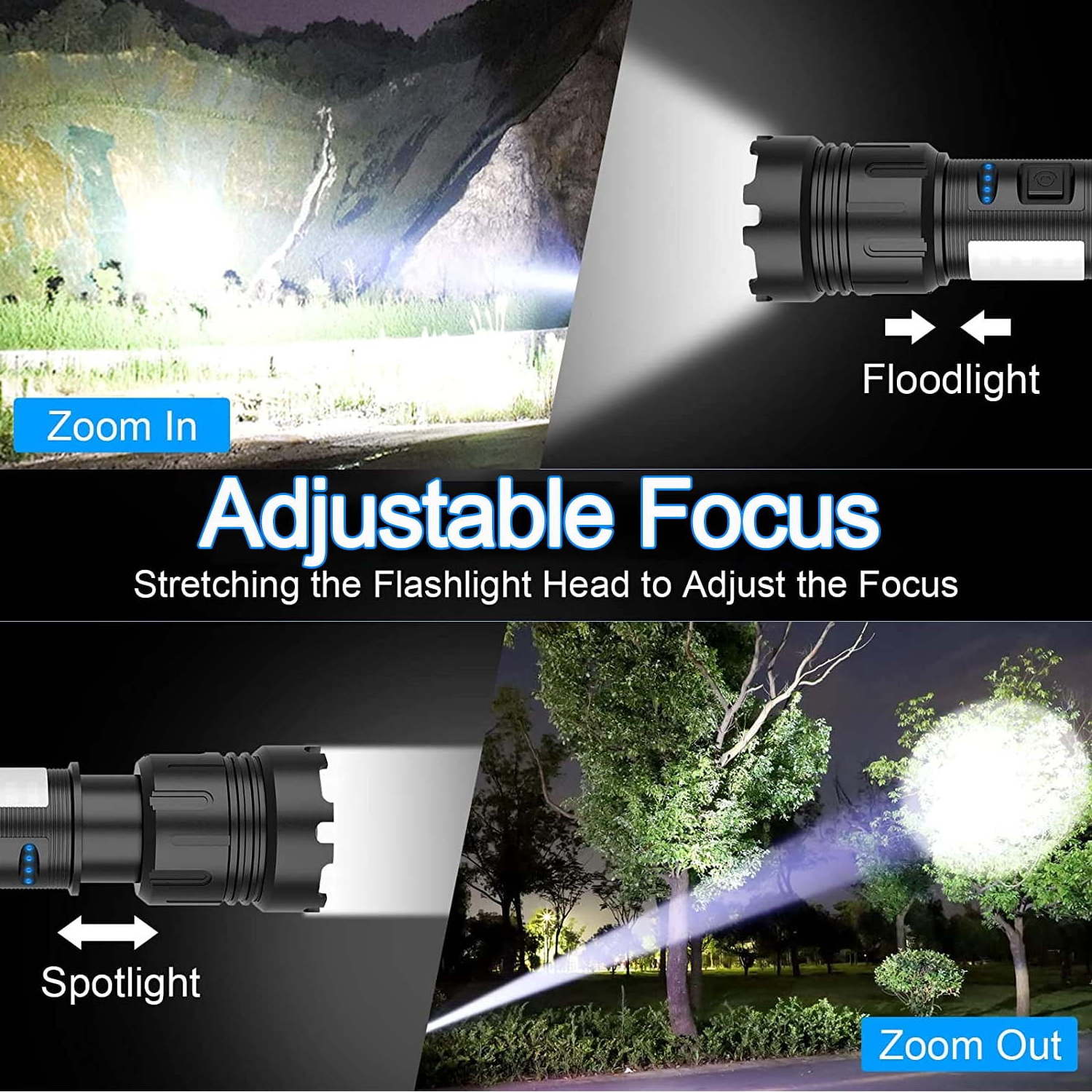 Super Bright 1000 Lumen Long Range Linterna Magnetic Tactical Torch Light COB Powerful XHP50 Zoom LED Rechargeable Flashlight