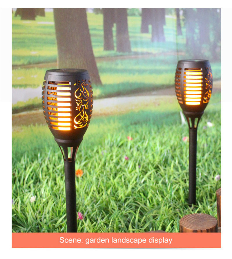 96LED Solar Flame Torch Light Flicker Waterproof Garden Decor Landscape Lawn Lamp Path Lighting Backyard Outdoor Flame Lights