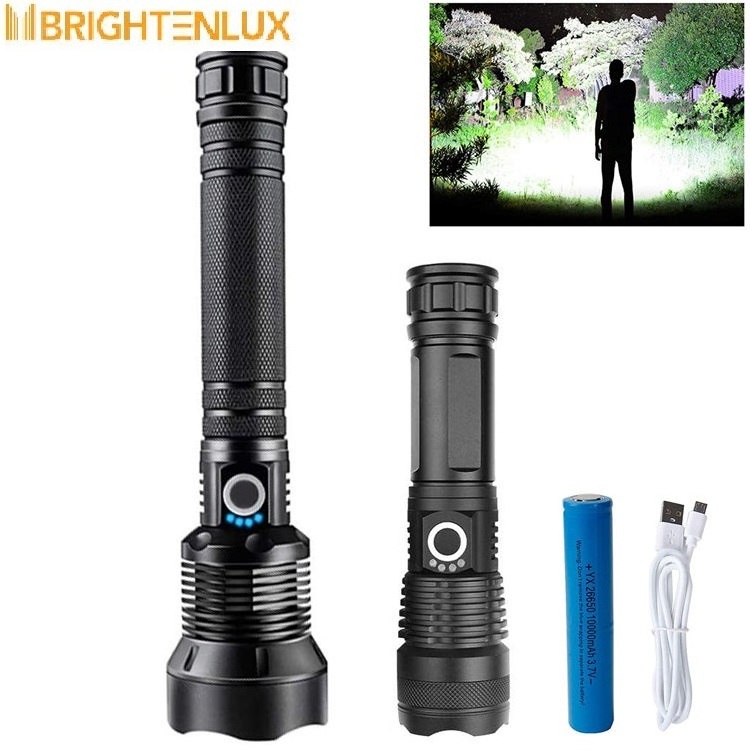 Zoom Aluminum 10000 Lumens 5Modes Waterproof Outdoor Camping Torch LED Flashlight USB Rechargeable Mini Tactical Flashlights