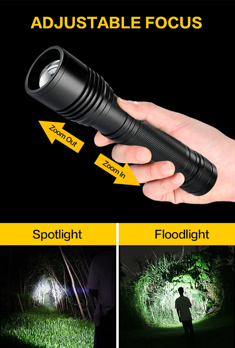 Zoomable 2000 lumen 20W XHP50 9*AA batttey Brightness multifunctional led flashlight