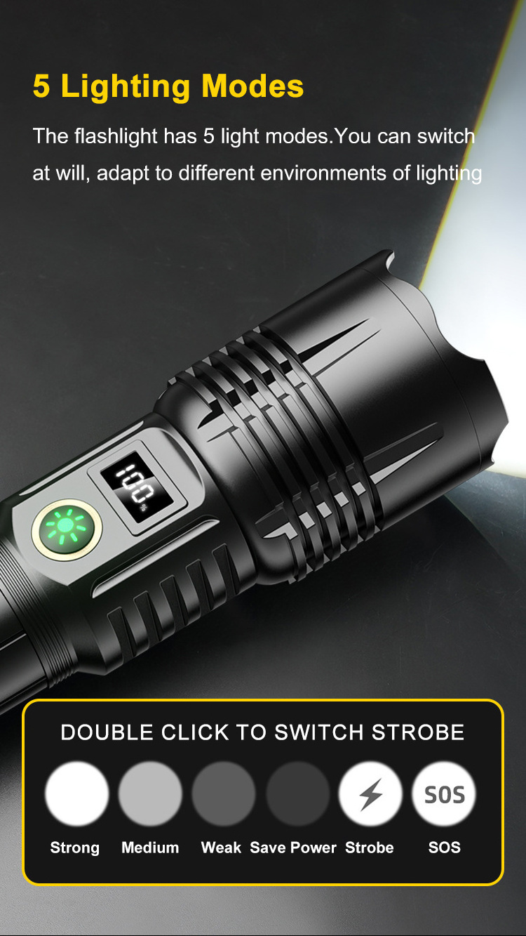 18650 emergency power bank flashlight zoom usb high power led rechargeable super bright powerful white laser flashlights torches