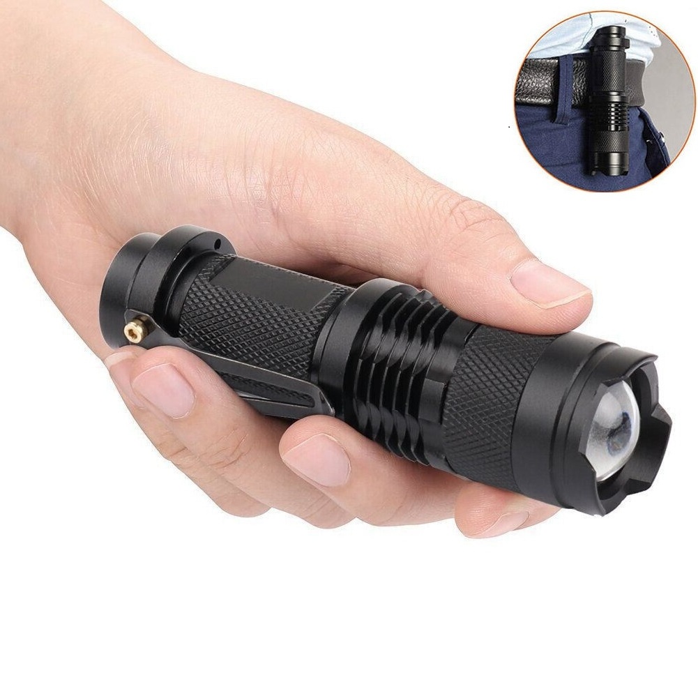 Zoomable Pocket Small LED Flashlight Strong Torch Light Super Bright Tactical AAA Battery Led Metal LED EDC Mini Flashlight