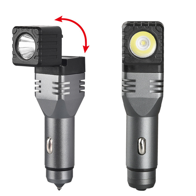 High Quality Magnetic Emergency Car Charging Magnetic Emergency Flashlight Safety Hammer 0 Rotation Rechargeable Flashlight